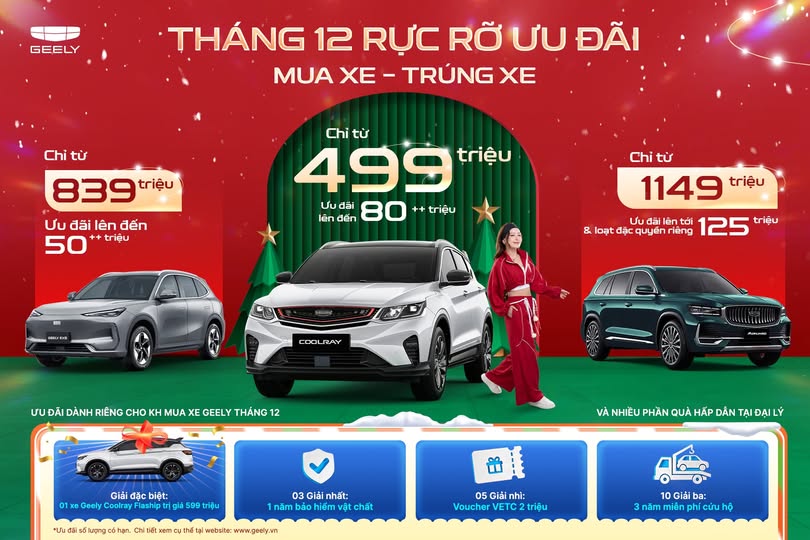alt="Ưu đãi Geely tháng 12 mua xe trúng xe giảm giá lớn"